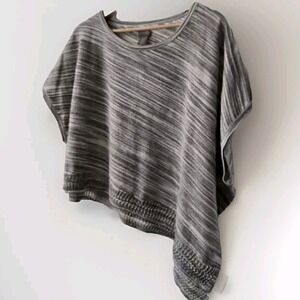 Chico's Women's OS Gray Assymetrical Top Sweater Cotton Blend Coastal Beachy‎